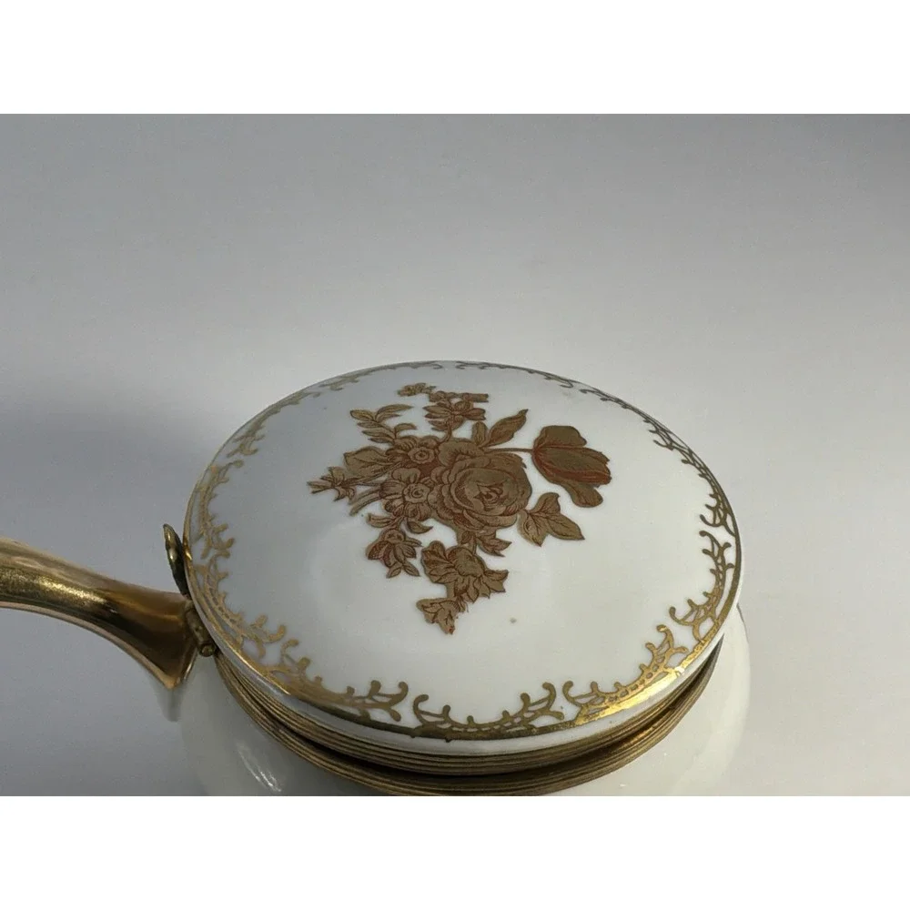 Vintage Andrea by Sadek 1960's Gold & White Porcelain Silent Butler‎ Floral